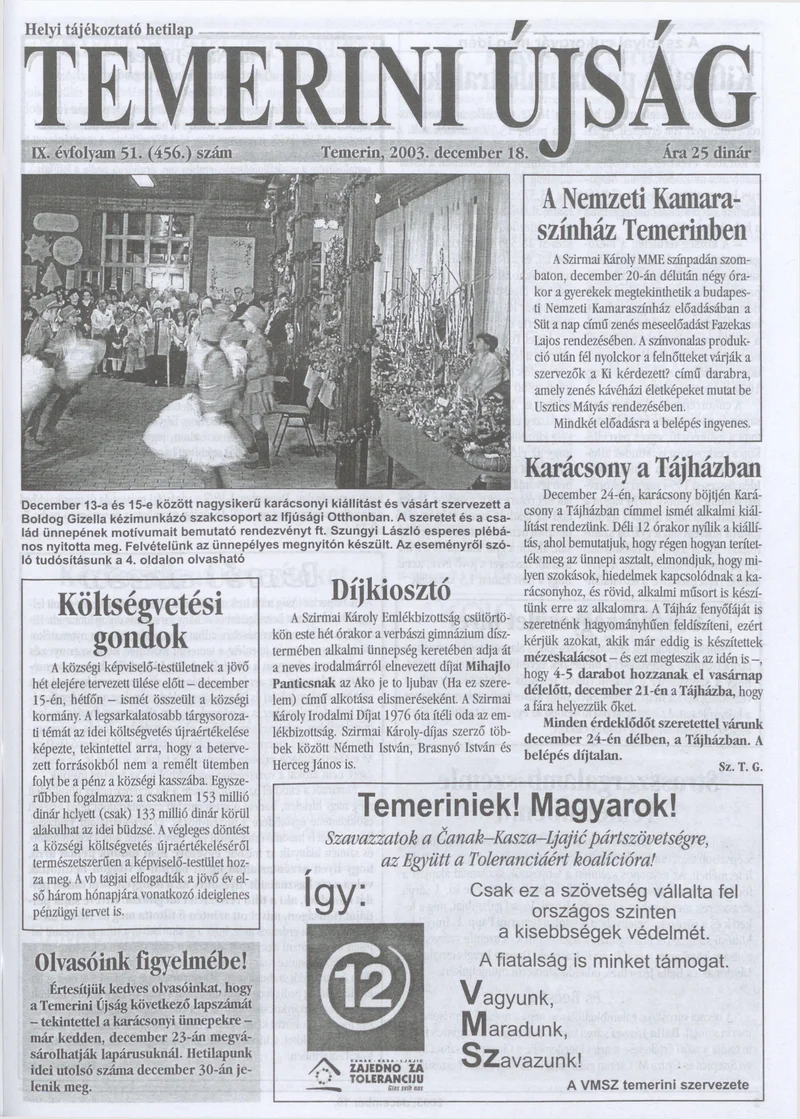 Temerini Újság, 9. évf. 2003. december 18. 51. sz.