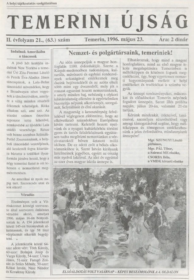 Temerini Újság, 2. évf. 1996. május 23. 21. sz.