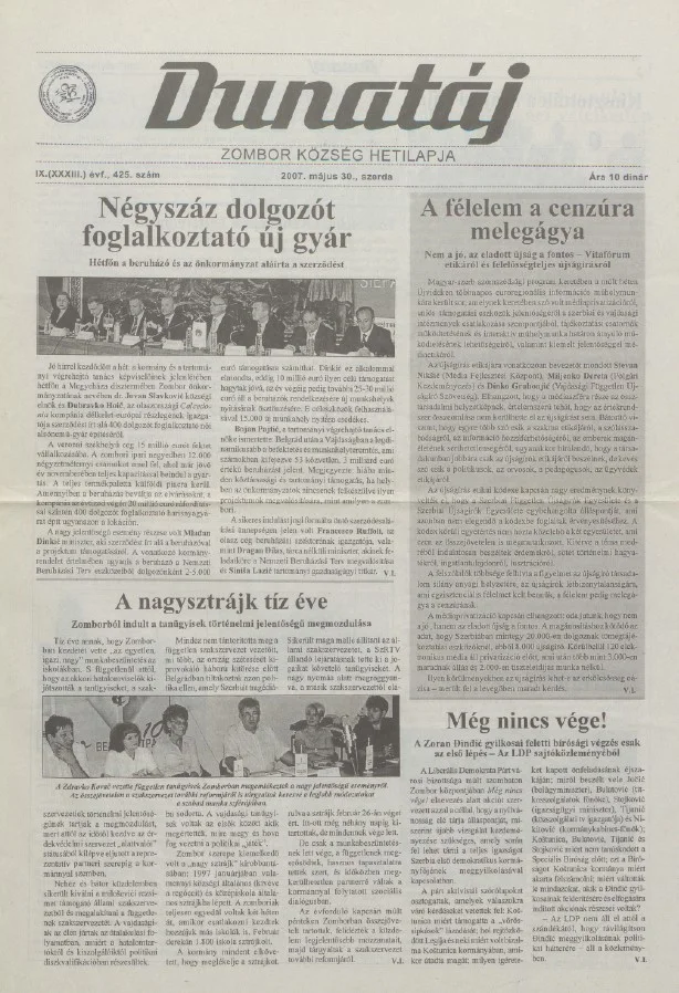 Dunatáj, 9. évf. 2007. május 30. 425. sz.