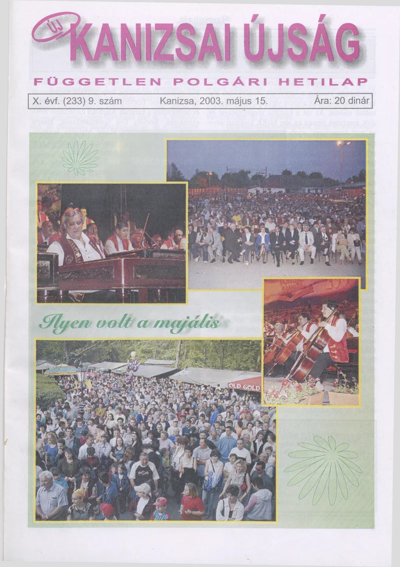 Új Kanizsai Újság, 10. évf. 2003. május 15. 9. sz.