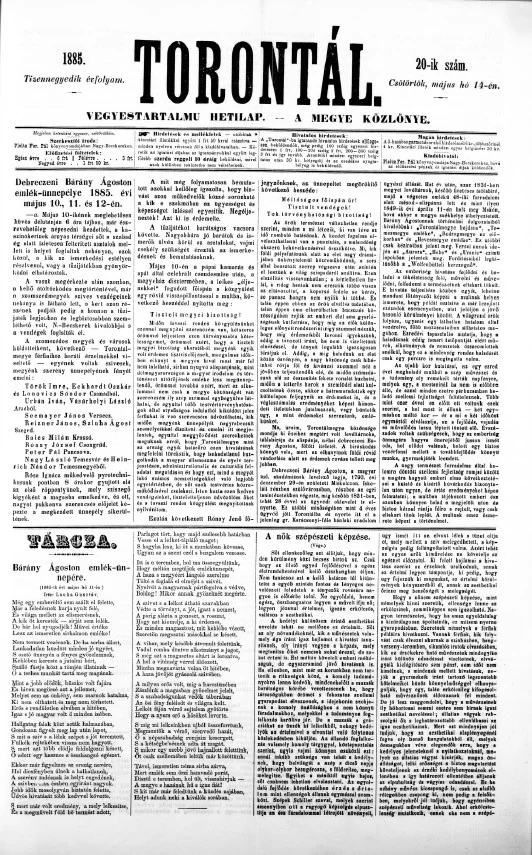 Torontál, 14. évf. 1885. május 14. 20. sz.