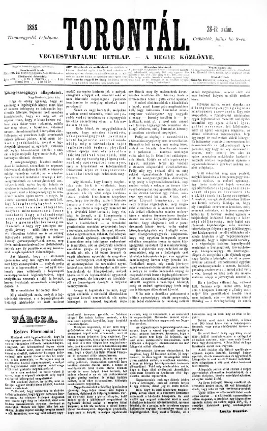 Torontál, 14. évf. 1885. július 9. 28. sz.