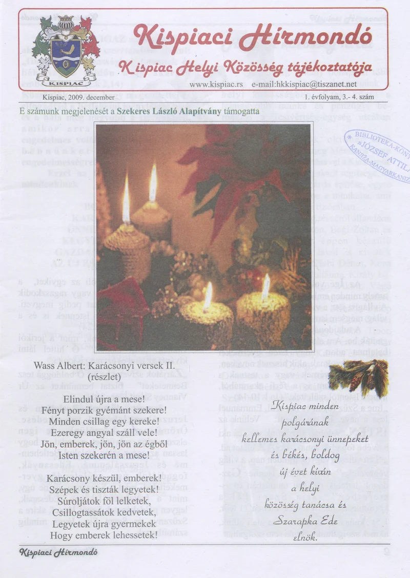 Kispiaci Hírmondó, 1. évf. 2009. december. 3–4. sz.