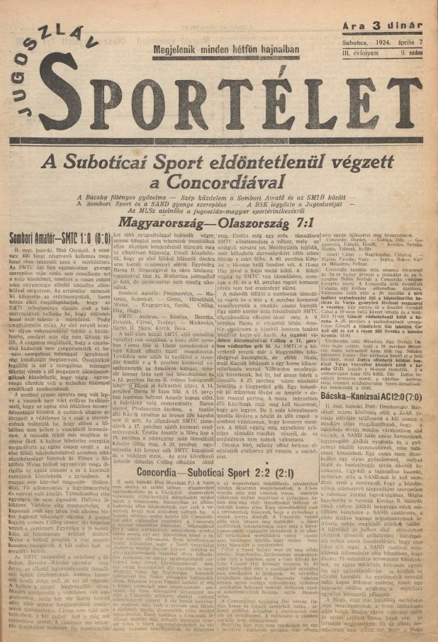Jugoszláv sportélet, 3. évf. 1924. április 7. 9. sz.