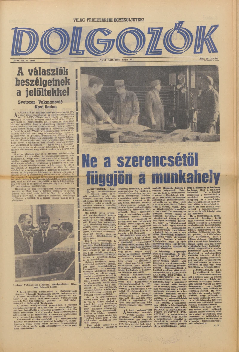 Dolgozók, 17. évf. 1963. május 10. 20. sz.