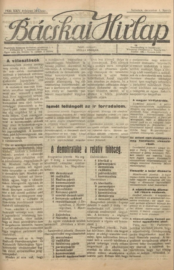 Bácskai Hirlap, 24. évf. 1920. december 1. 210. sz.