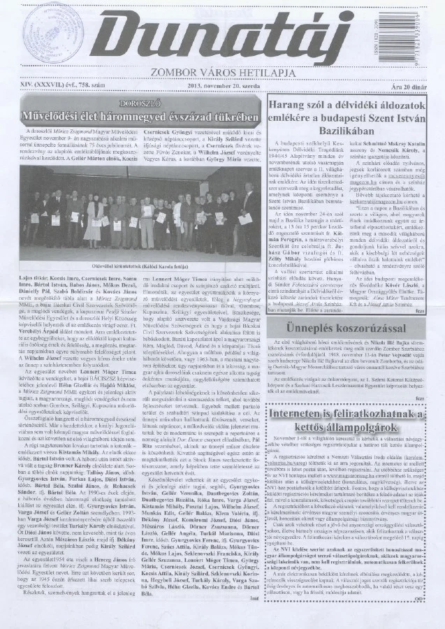 Dunatáj, 15. évf. 2013. november 20. 758. sz.