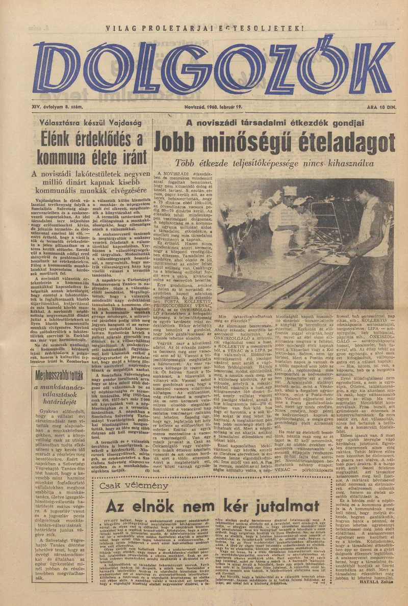Dolgozók, 14. évf. 1960. február 19. 8. sz.