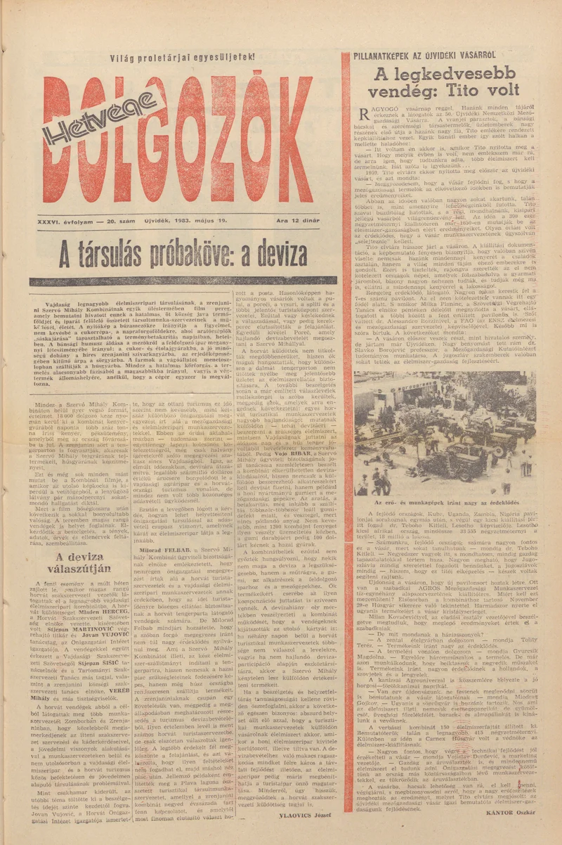 Dolgozók, 37. évf. 1983. május 19. 20. sz.