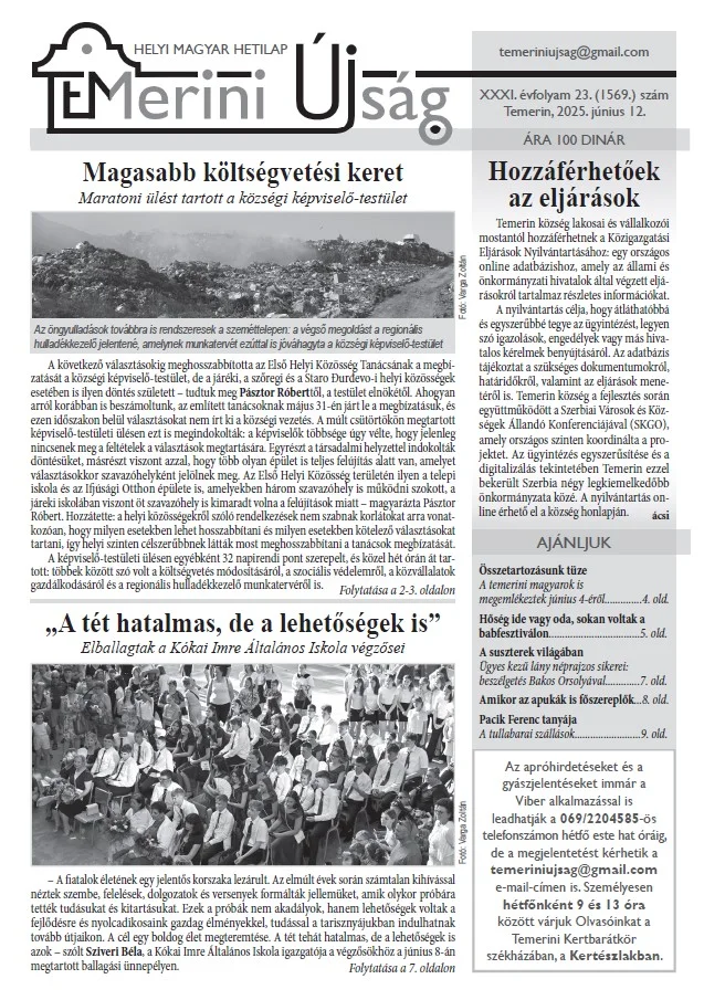 Temerini Újság, 31. évf. 2025. június 12. 23. sz.