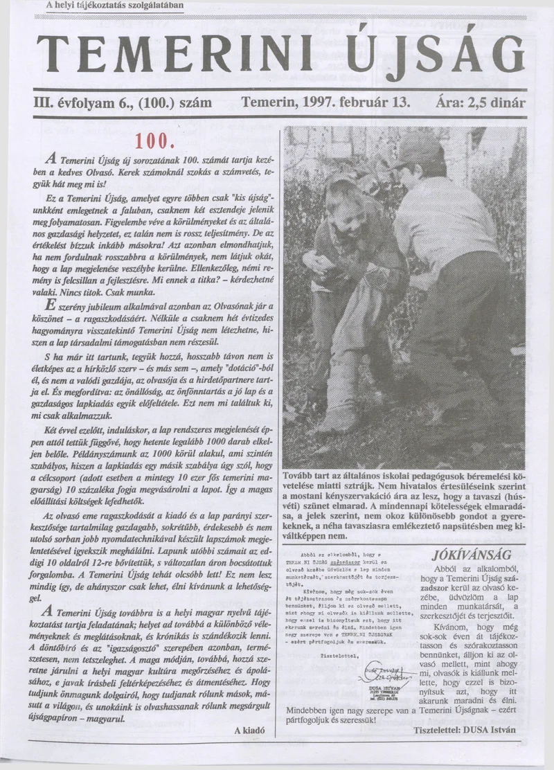 Temerini Újság, 3. évf. 1997. február 13. 6. sz.