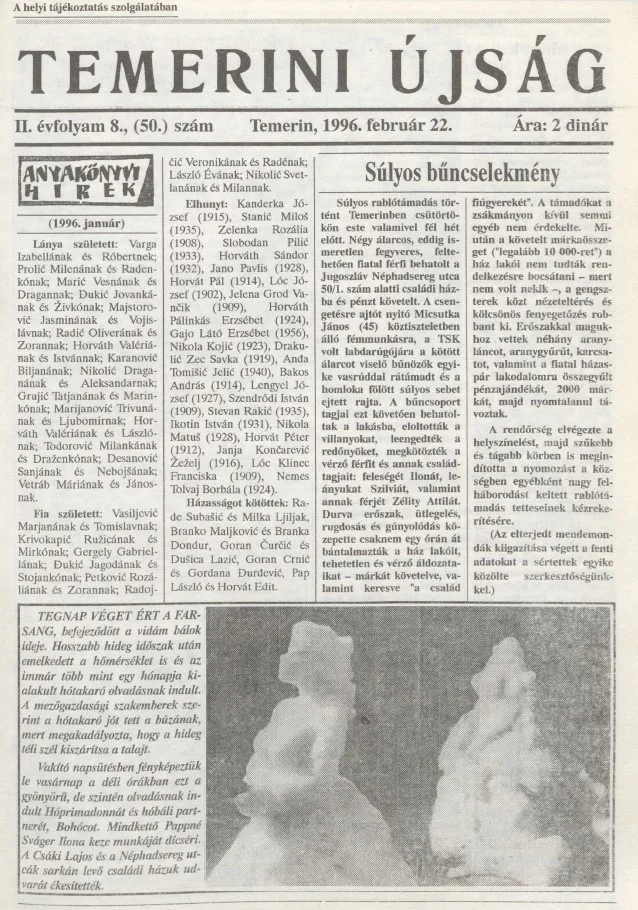 Temerini Újság, 2. évf. 1996. február 22. 8. sz.