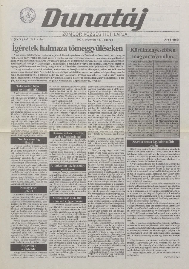 Dunatáj, 5. évf. 2003. december 17. 245. sz.