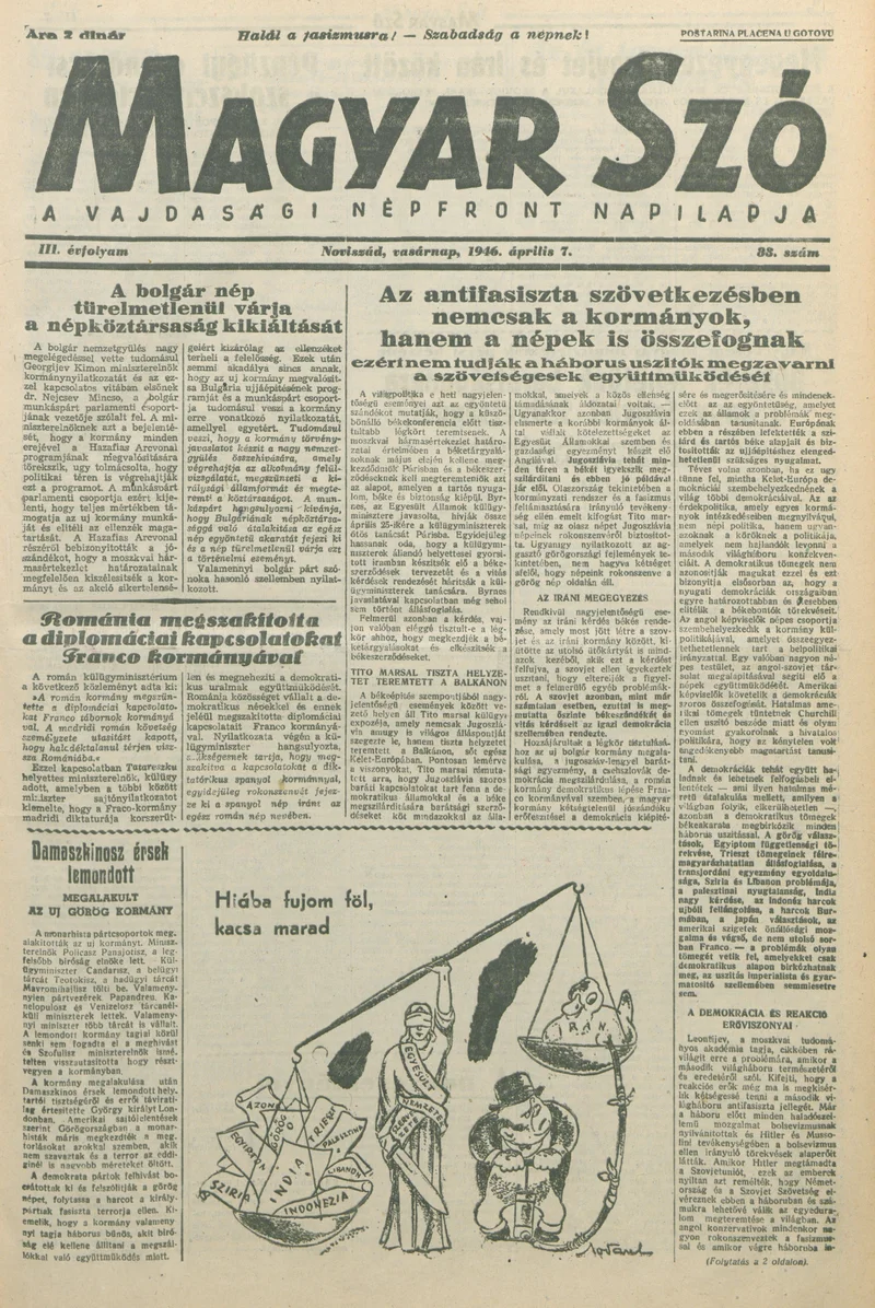 Magyar Szó, 3. évf. 1946. április 7. 83. sz. 1–8. oldal