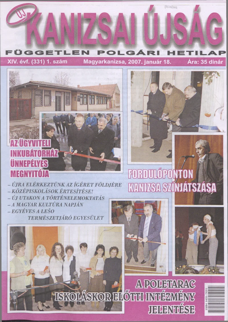 Új Kanizsai Újság, 14. évf. 2007. január 18. 1. sz.