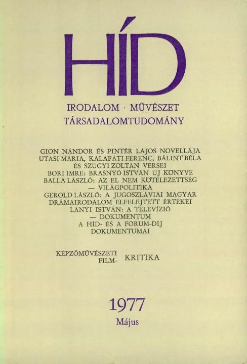 Híd, 41. évf. 1977. május. 5. sz. 573–712. oldal