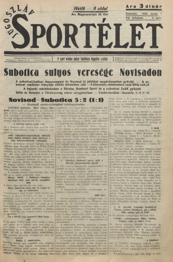 Jugoszláv sportélet, 7. évf. 1928. április 2. 9. sz.