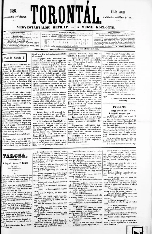Torontál, 15. évf. 1886. október 14. 41. sz.