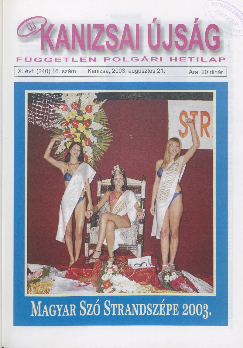 Új Kanizsai Újság, 10. évf. 2003. augusztus 21. 16. sz.
