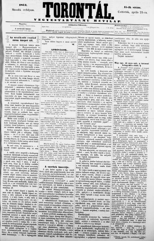 Torontál, 2. évf. 1873. április 24. 17. sz.