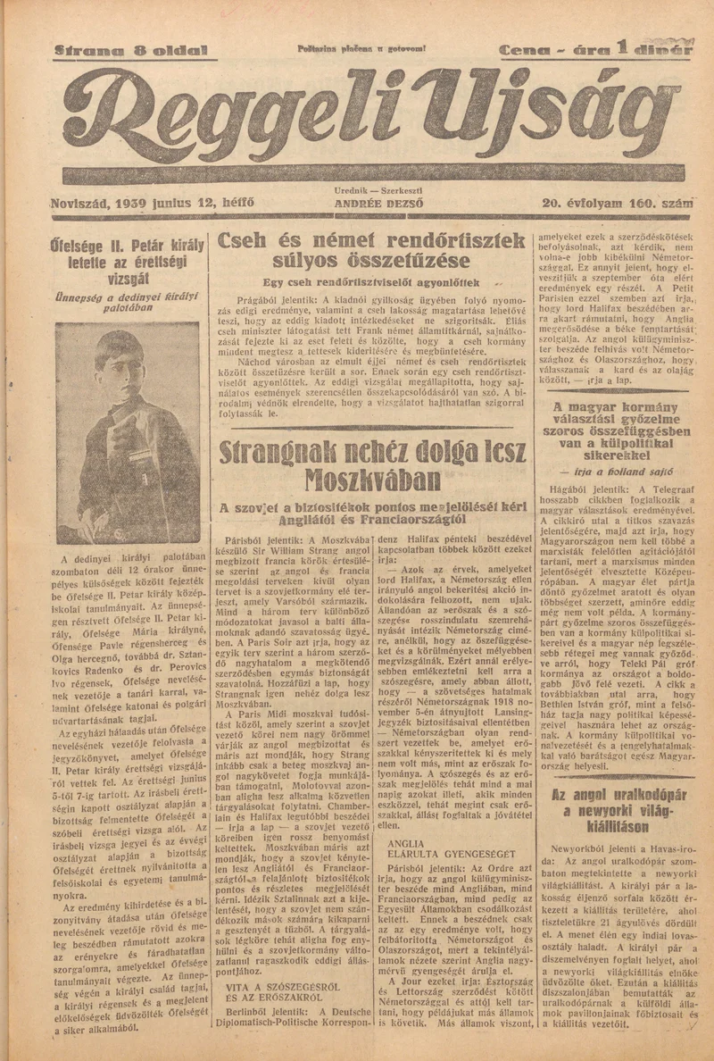 Reggeli Újság, 20. évf. 1939. június 12. 160. sz.