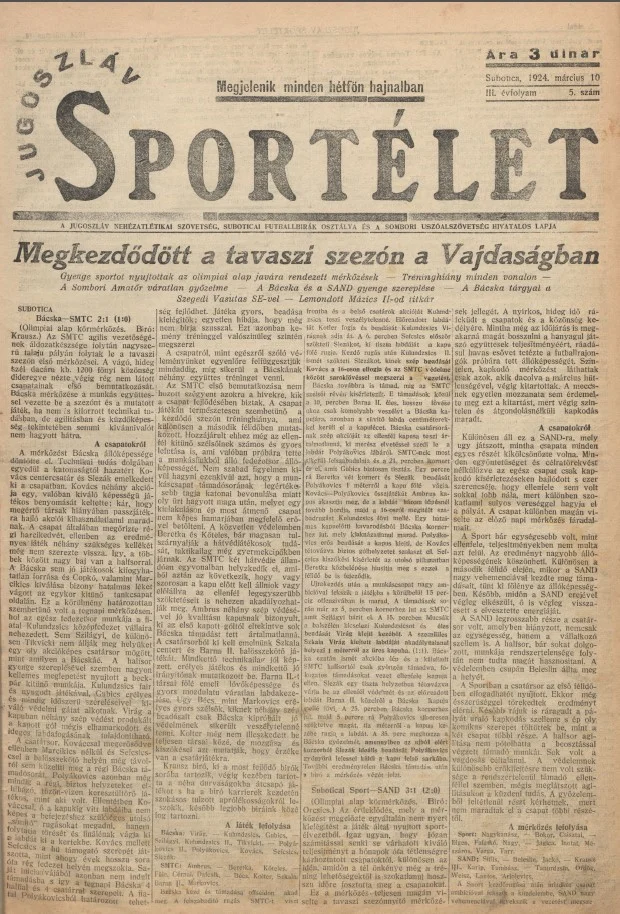 Jugoszláv sportélet, 3. évf. 1924. március 10. 5. sz.