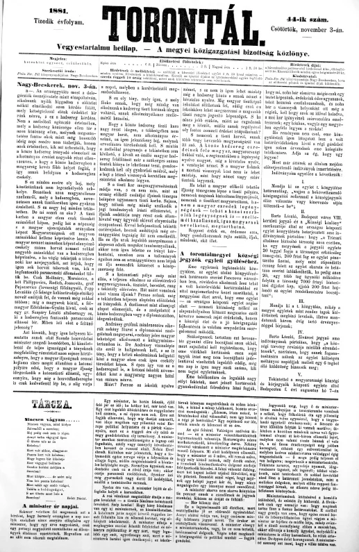 Torontál, 10. évf. 1881. november 3. 44. sz.