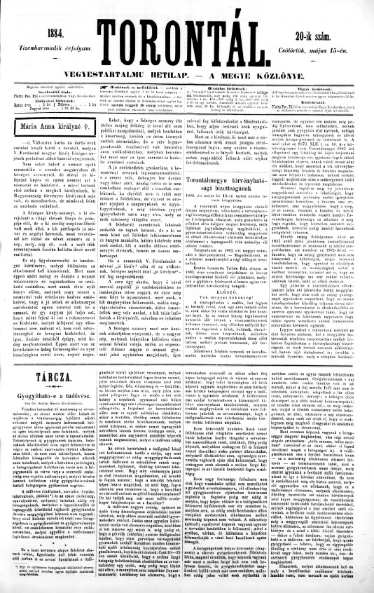 Torontál, 13. évf. 1884. május 15. 20. sz.