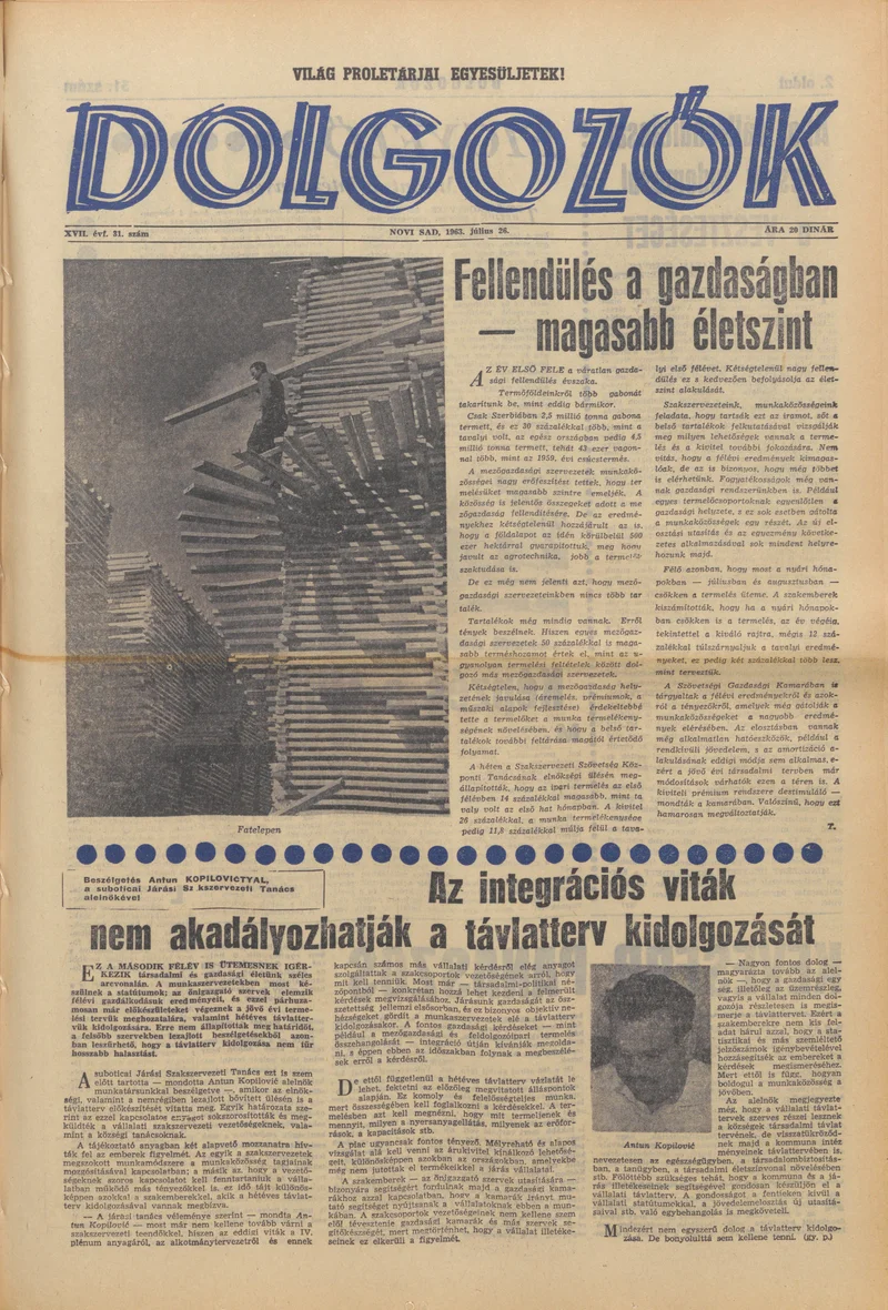 Dolgozók, 17. évf. 1963. július 26. 31. sz.