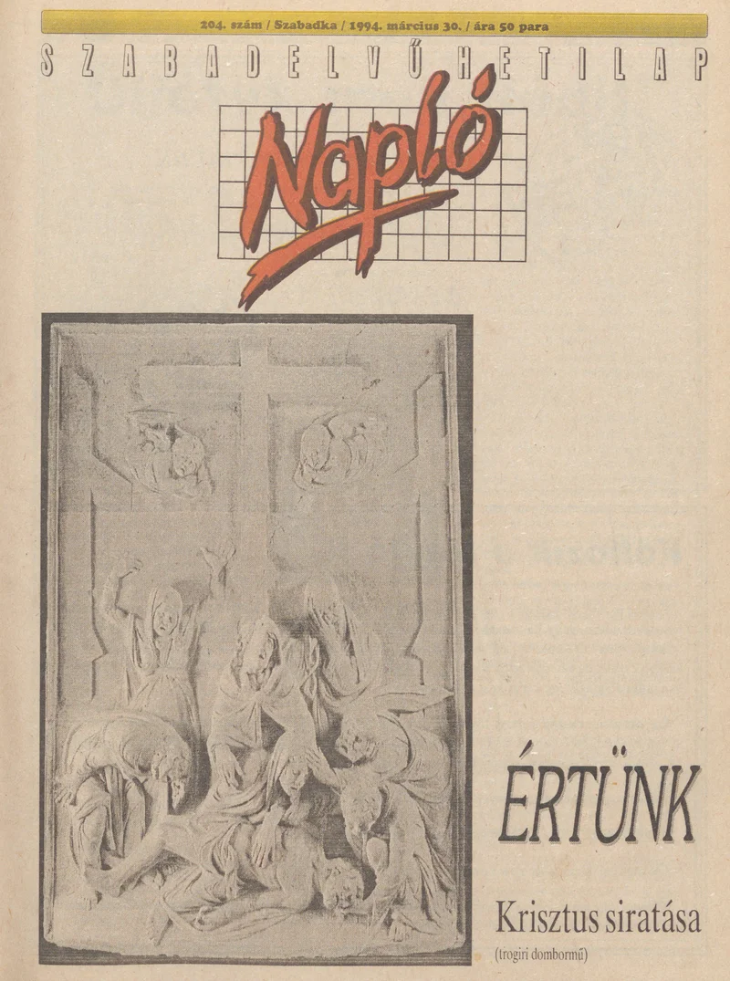 Napló - Szabadelvű hetilap, 5. évf. 1994. március 30. 204. sz.