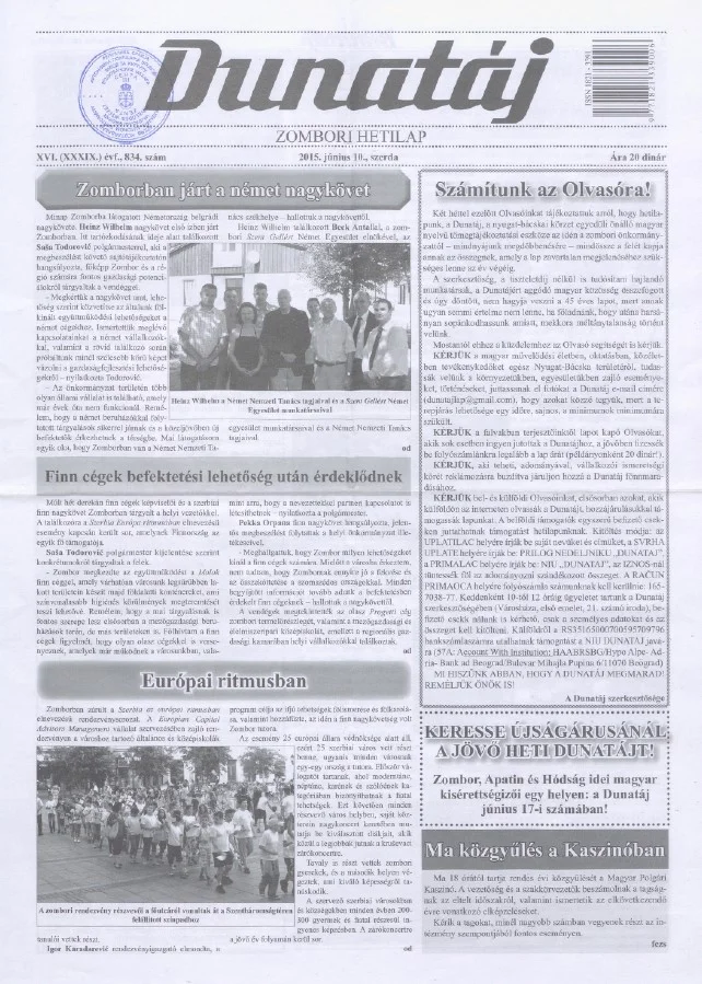 Dunatáj, 17. évf. 2015. június 10. 834. sz.