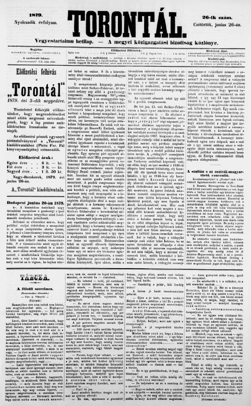 Torontál, 8. évf. 1879. június 26. 26. sz.