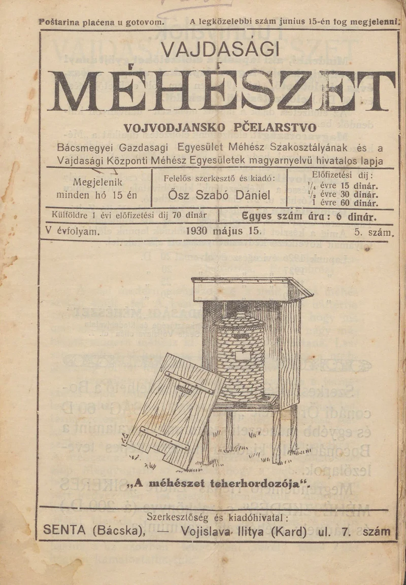Vajdasági méhészet, 5. évf. 1930. május 15. 5. sz.