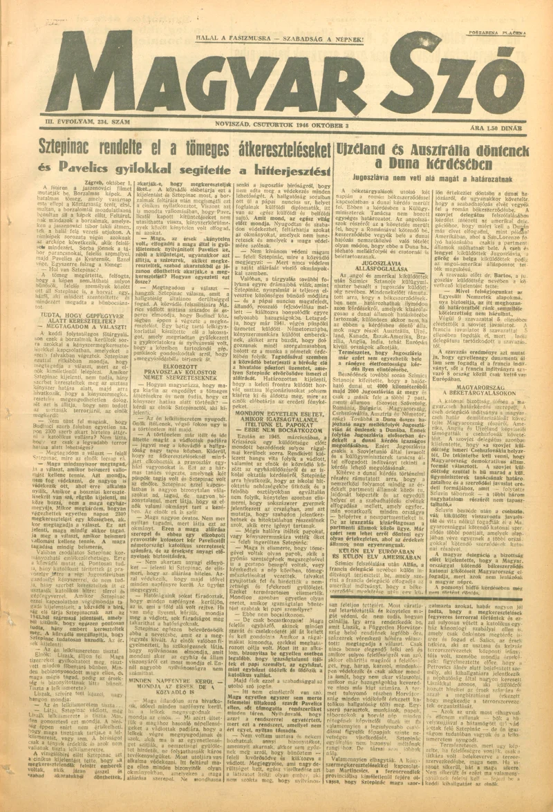 Magyar Szó, 3. évf. 1946. október 3. 234. sz. 1–4. oldal