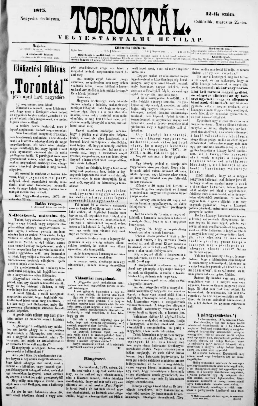 Torontál, 4. évf. 1875. március 25. 12. sz.