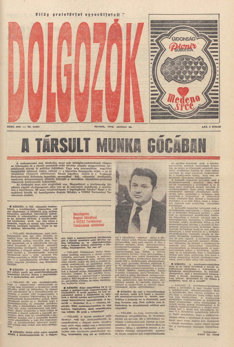 Dolgozók, 32. évf. 1978. október 26. 43. sz.