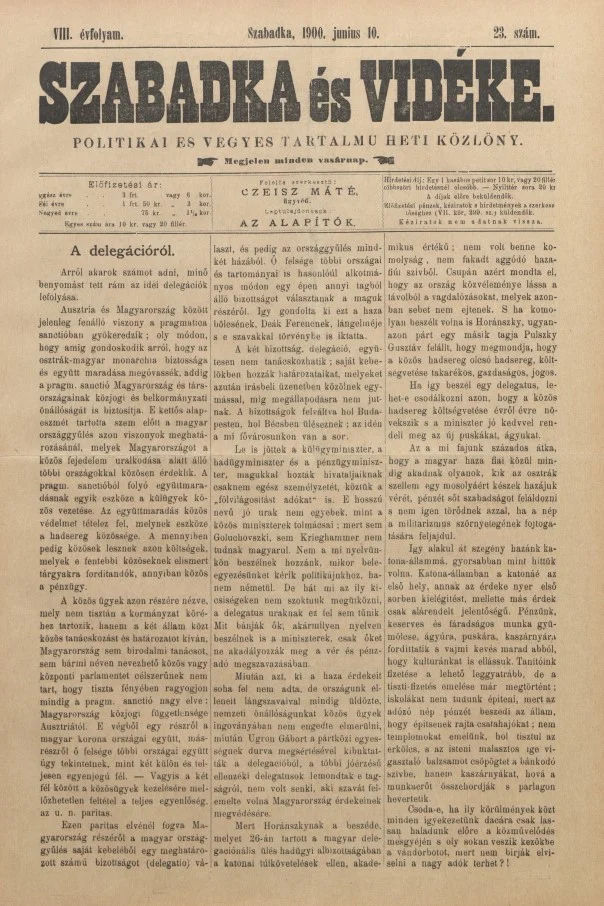 Szabadka és vidéke II, 8. évf. 1900. június 10. 23. sz.