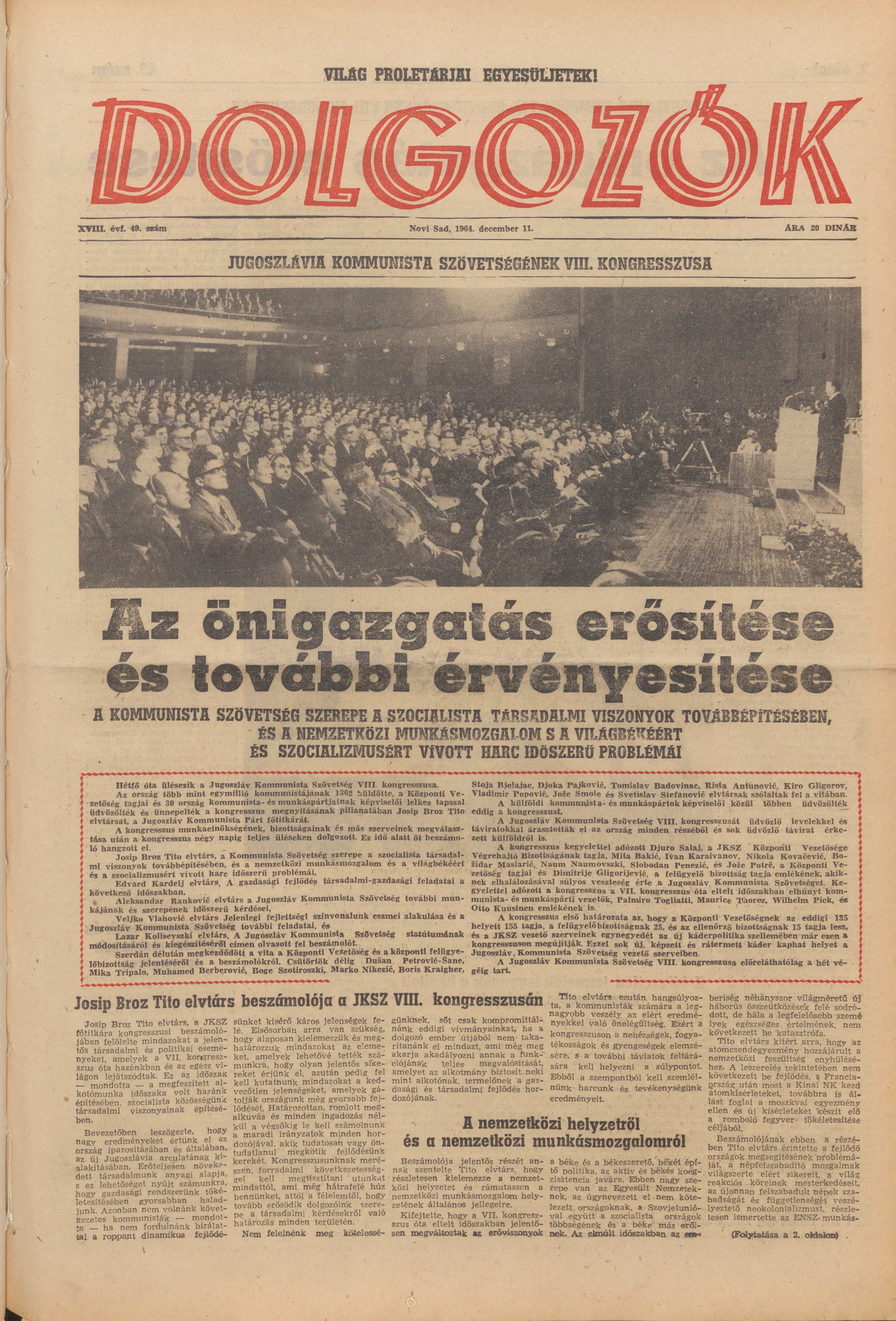 Dolgozók, 18. évf. 1964. december 11. 49. sz.
