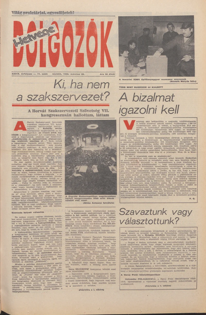 Dolgozók, 40. évf. 1986. március 20. 11. sz.