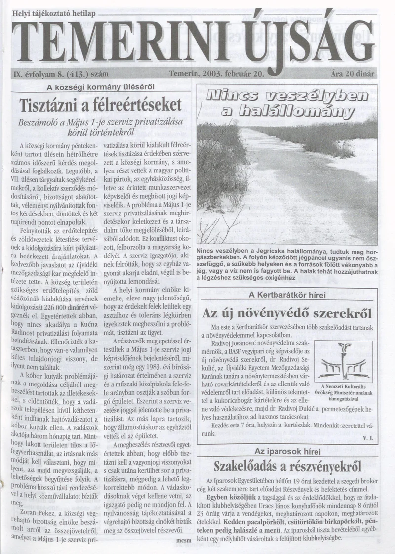 Temerini Újság, 9. évf. 2003. február 20. 8. sz.