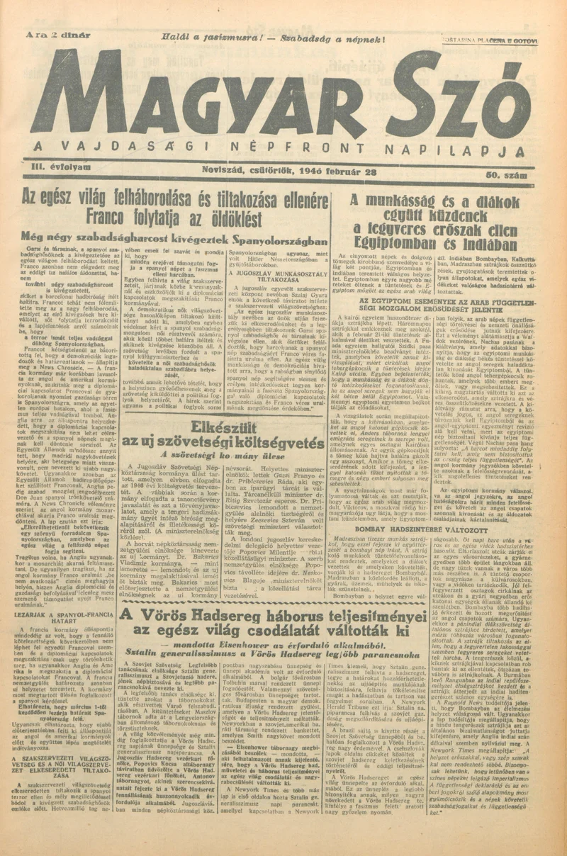 Magyar Szó, 3. évf. 1946. február 28. 50. sz. 1–8. oldal