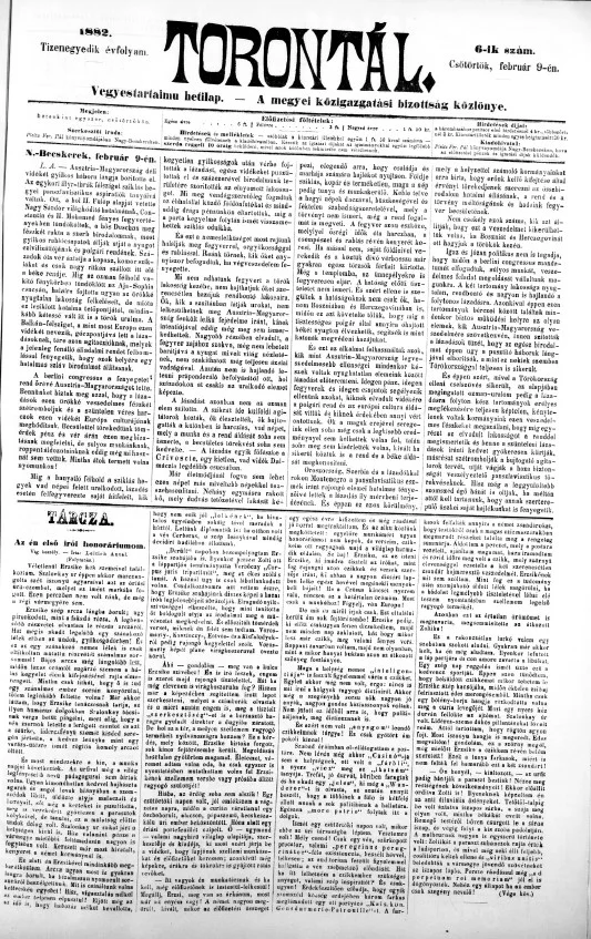 Torontál, 11. évf. 1882. február 9. 6. sz.