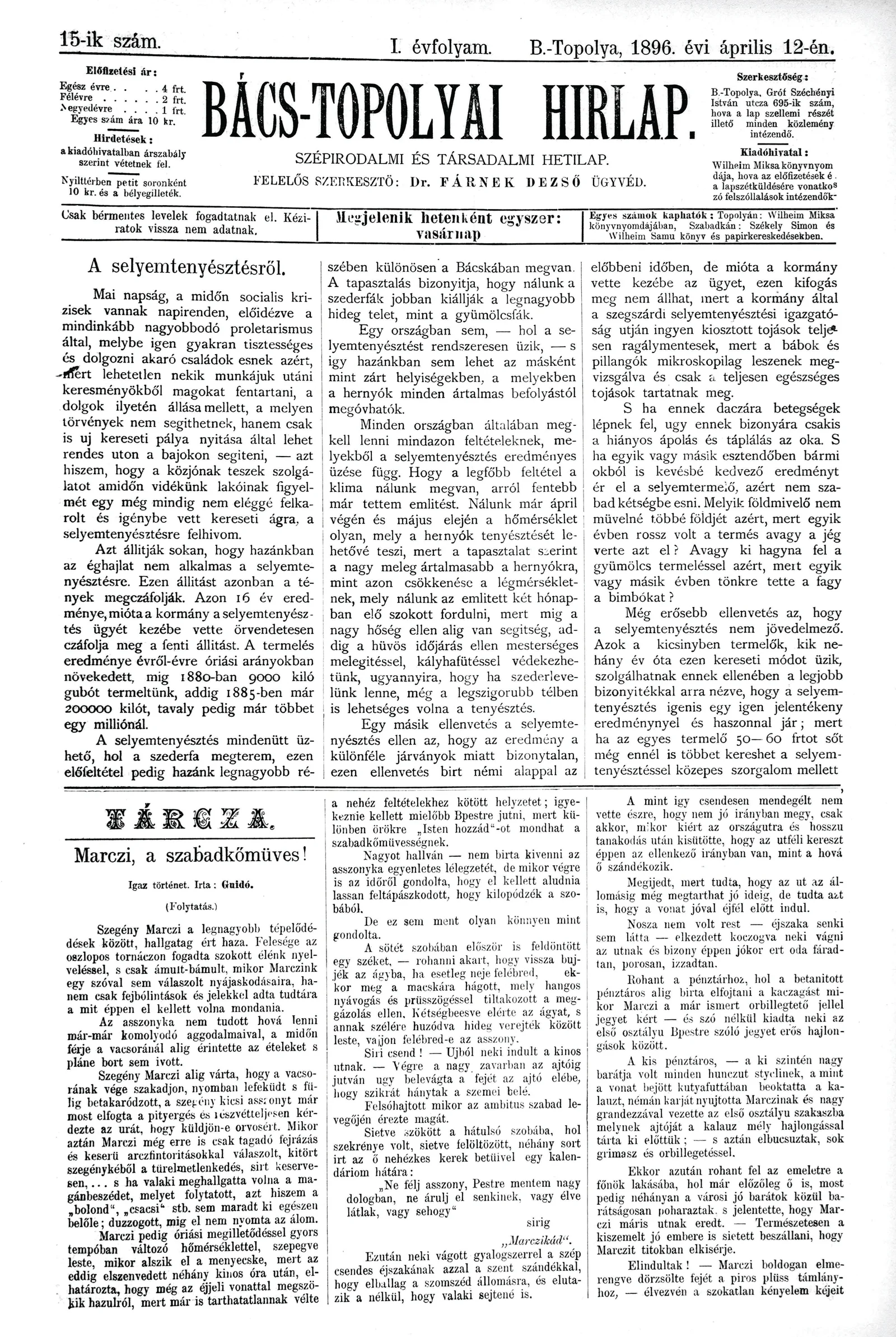 Bács-Topolyai Hirlap, 1. évf. 1896. április 12. 15. sz.