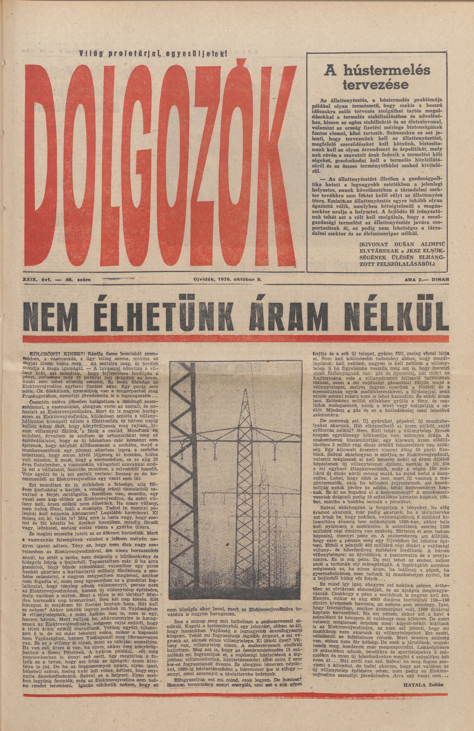 Dolgozók, 30. évf. 1976. október 8. 40. sz.