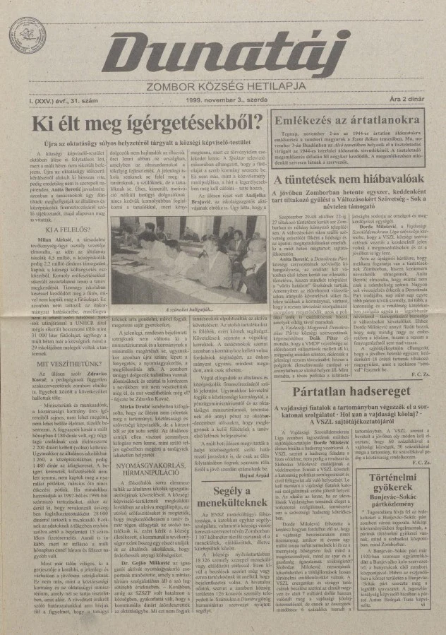 Dunatáj, 1. évf. 1999. november 3. 31. sz.
