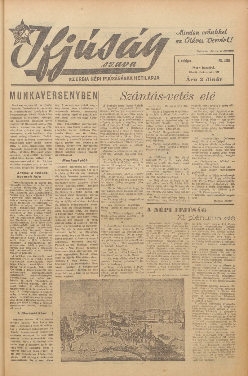 Ifjúság Szava, 5. évf. 1949. február 19. 180. sz.