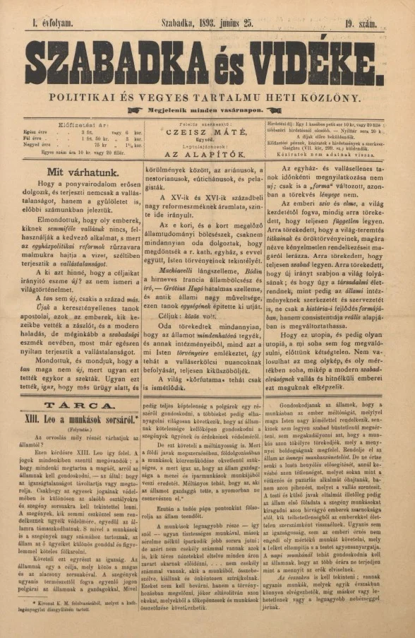 Szabadka és vidéke II, 1. évf. 1893. június 25. 19. sz.