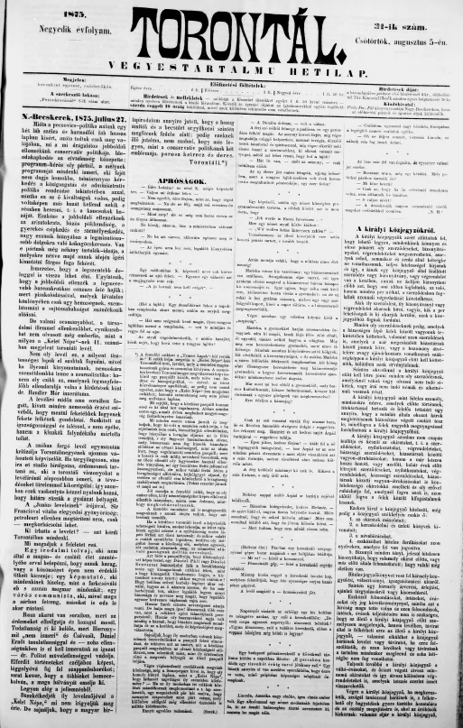 Torontál, 4. évf. 1875. augusztus 5. 31. sz.