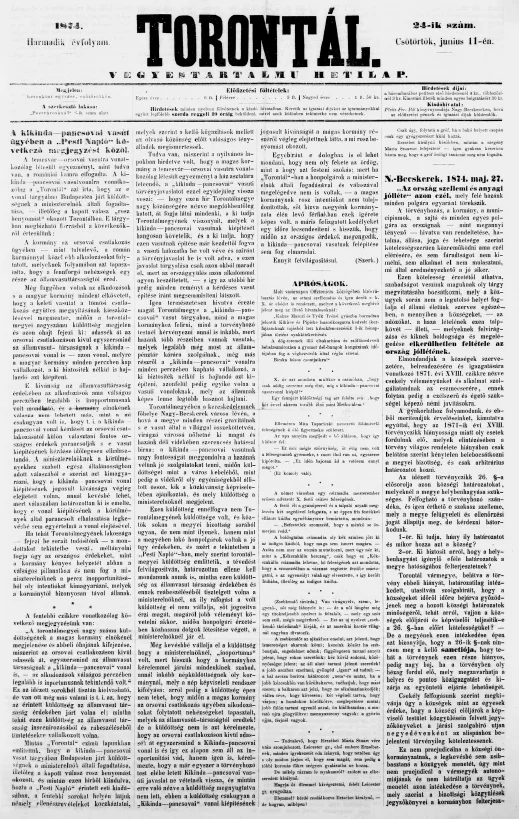 Torontál, 3. évf. 1874. június 11. 24. sz.