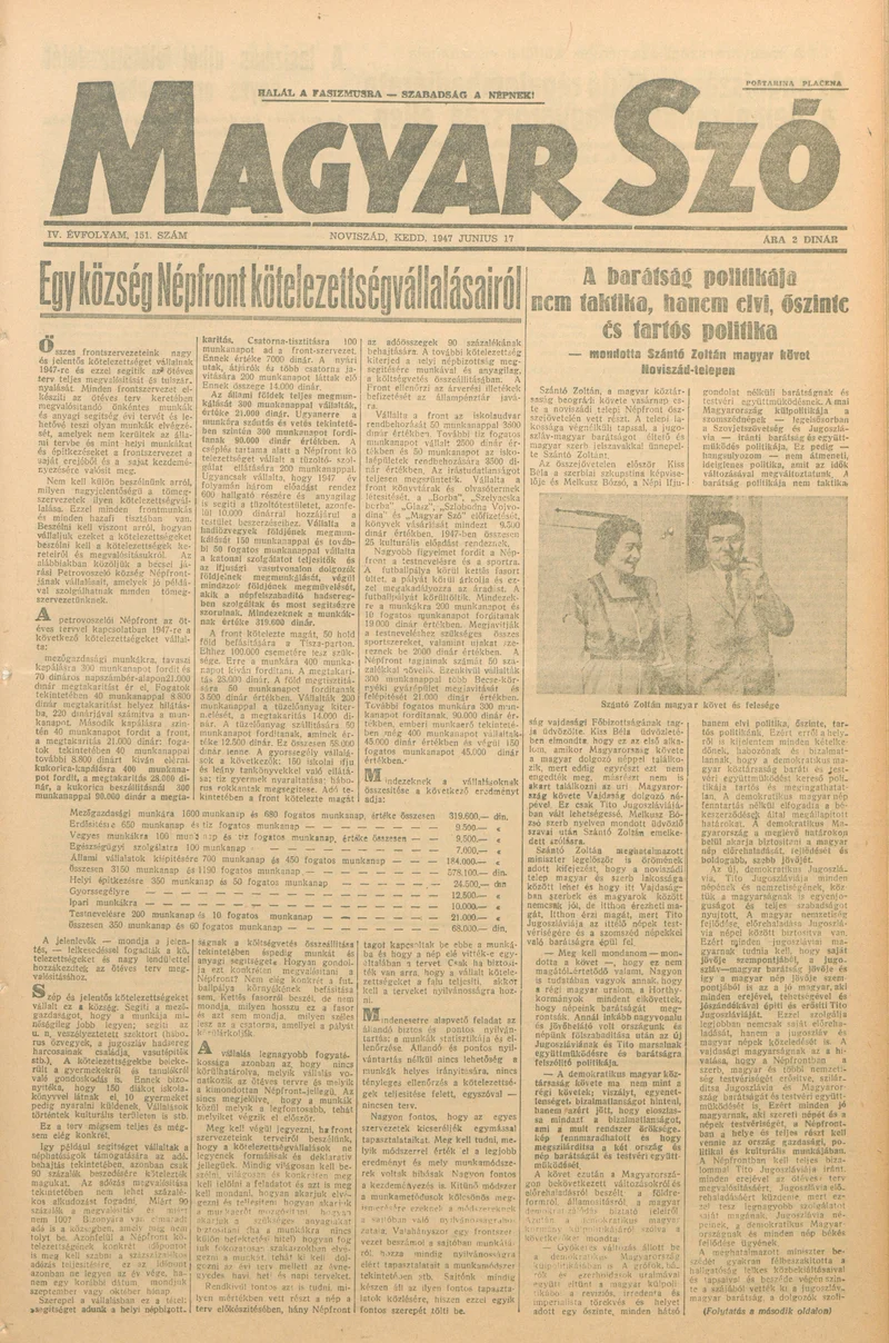 Magyar Szó, 4. évf. 1947. június 17. 151. sz. 1–6. oldal
